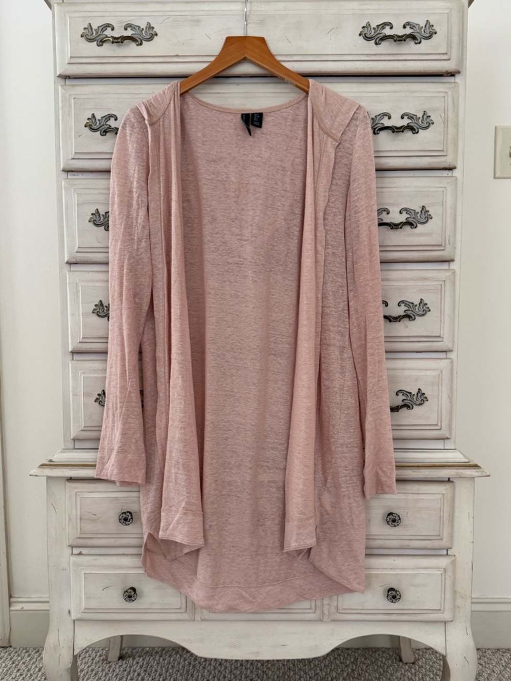 Cynthia Rowley Pink Linen Hooded Cardigan
